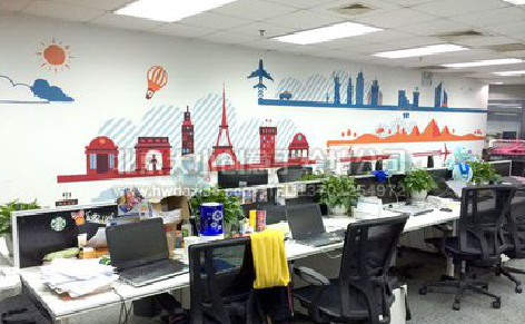 衡山教你设计办公室墙绘的方法。